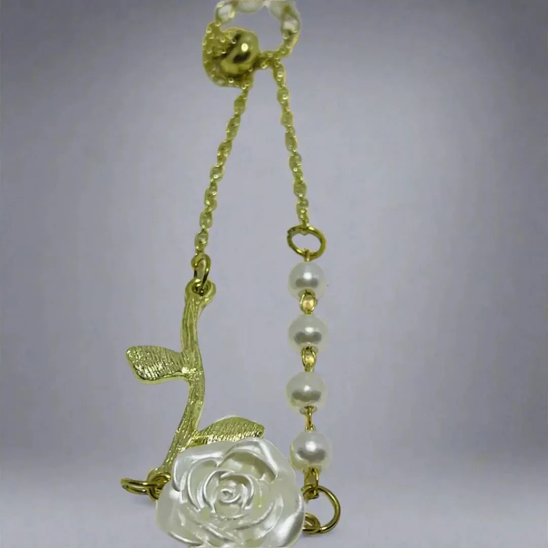 Rose adjustable bracelet, 10k golden plated