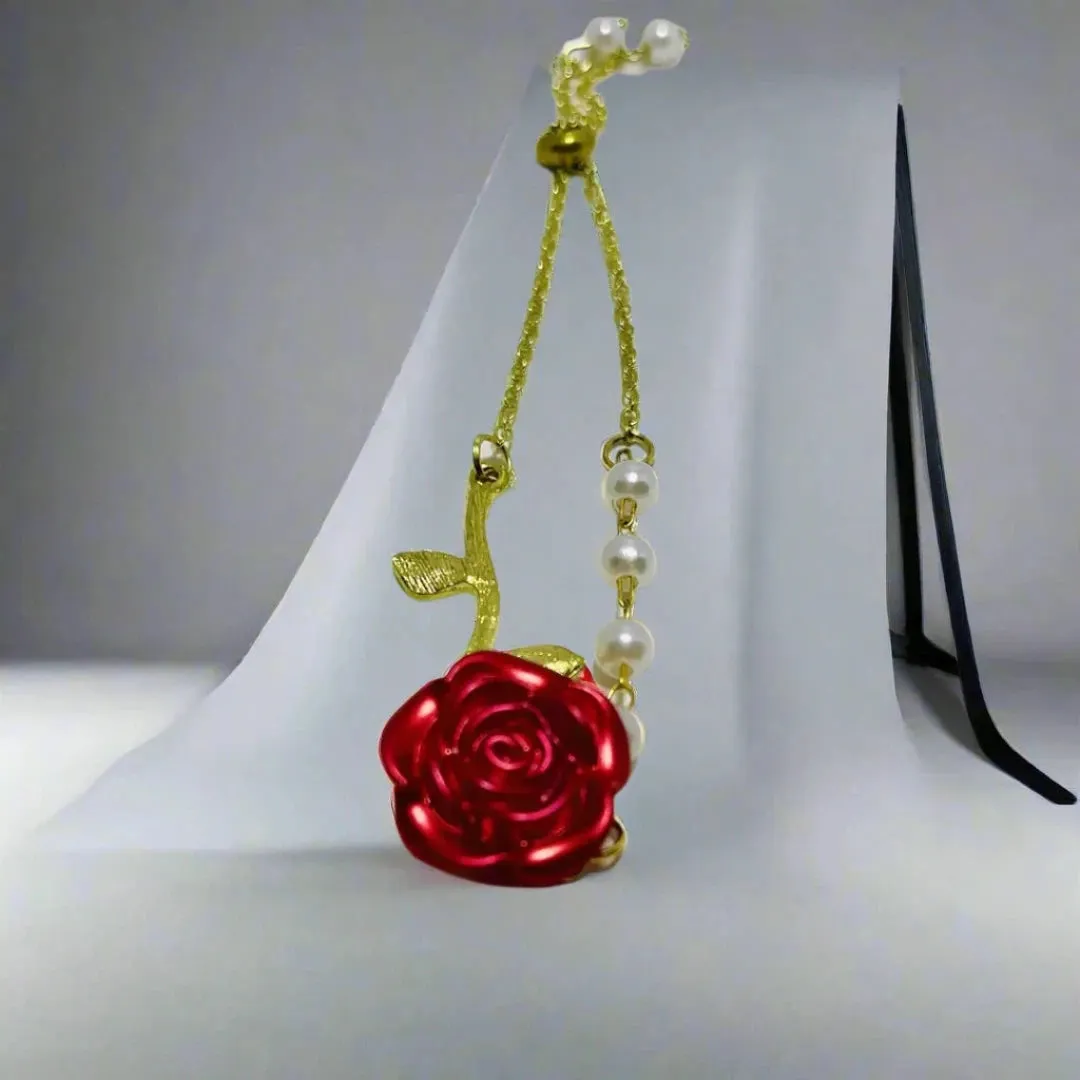 Rose adjustable bracelet, 10k golden plated