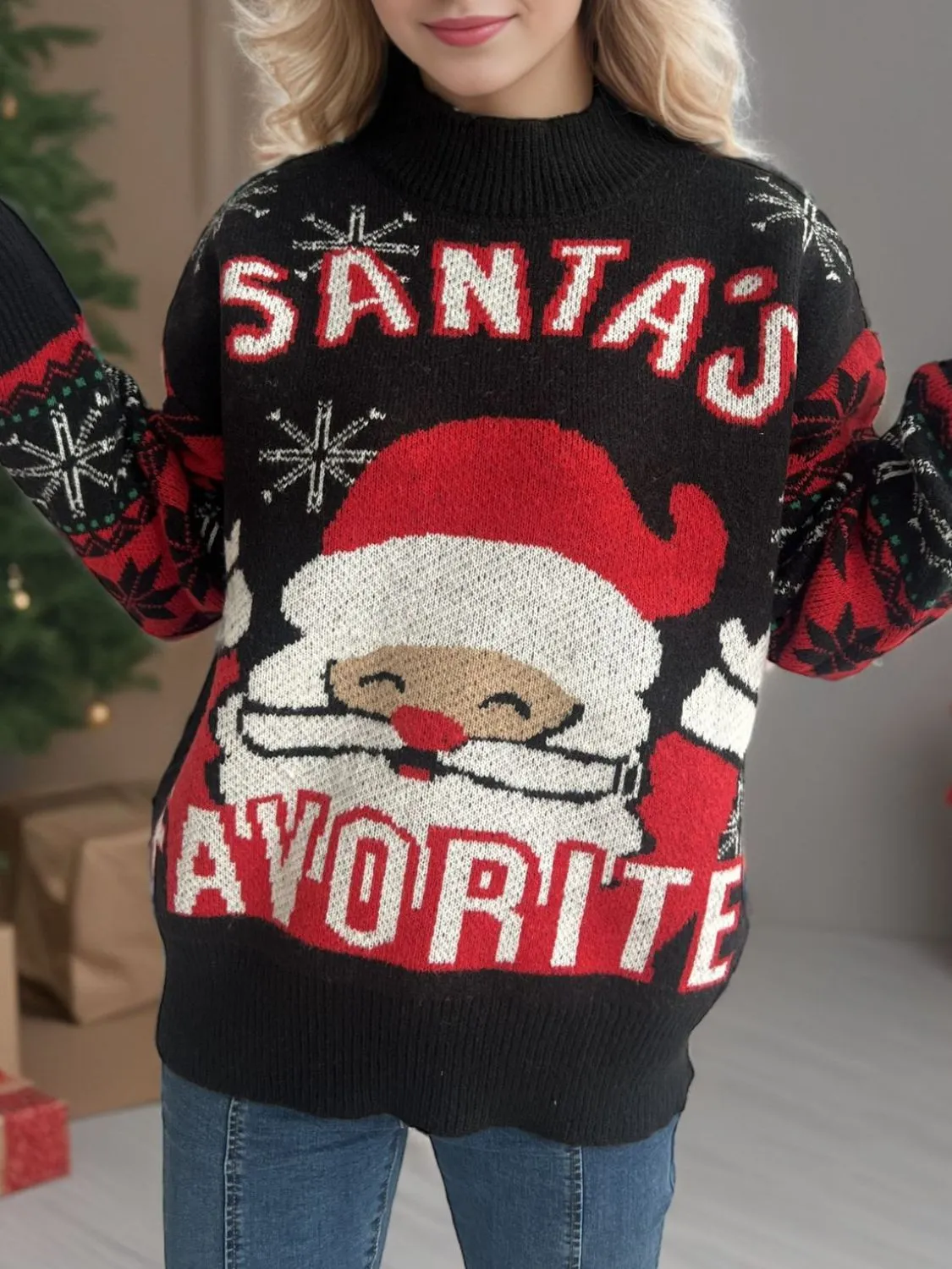 Santa Christmas Sweater Womens Fashion Holiday Clothing Ugly Christmas Sweater Unisex Sweatshirt KESLEY