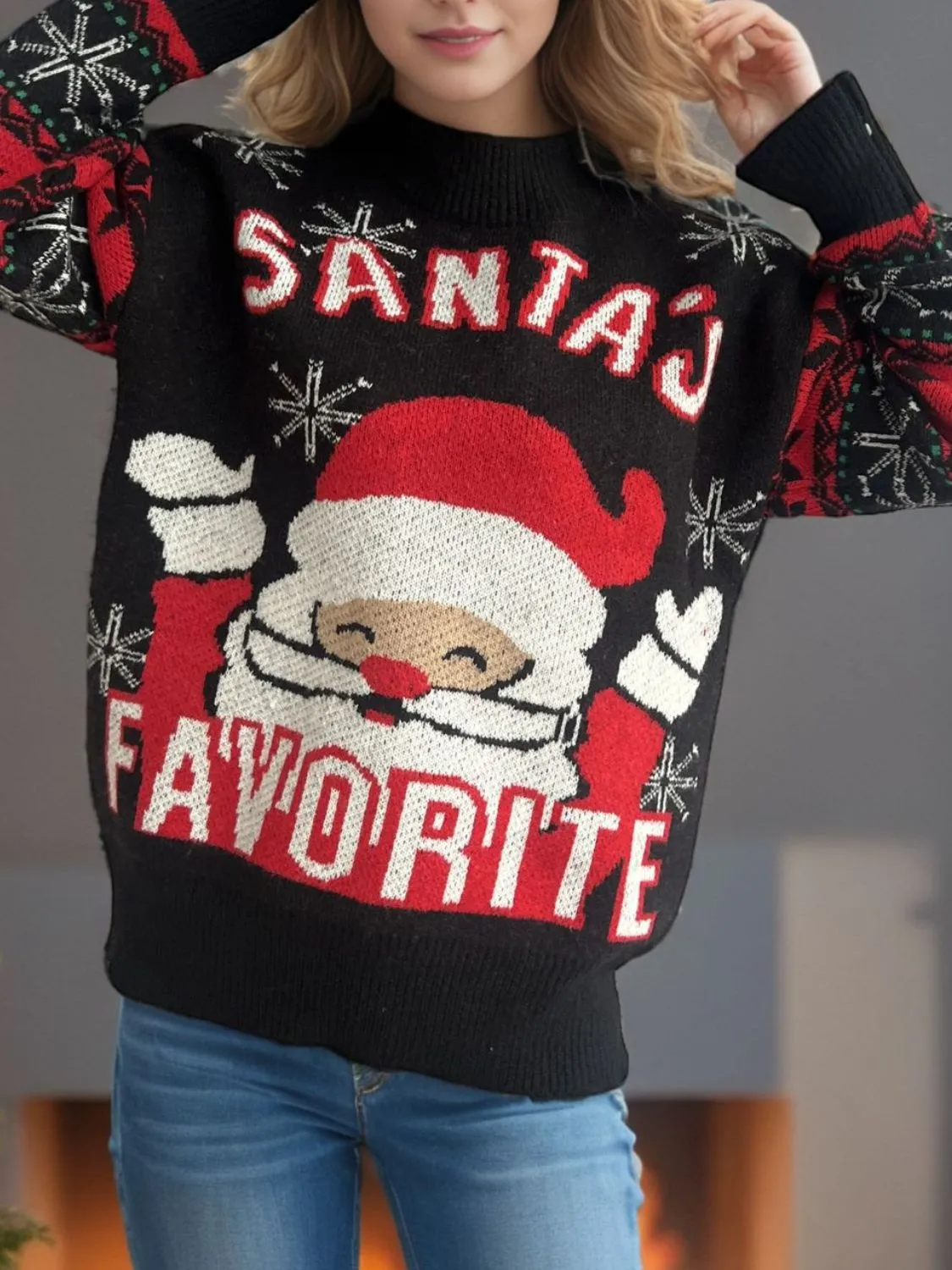Santa Christmas Sweater Womens Fashion Holiday Clothing Ugly Christmas Sweater Unisex Sweatshirt KESLEY