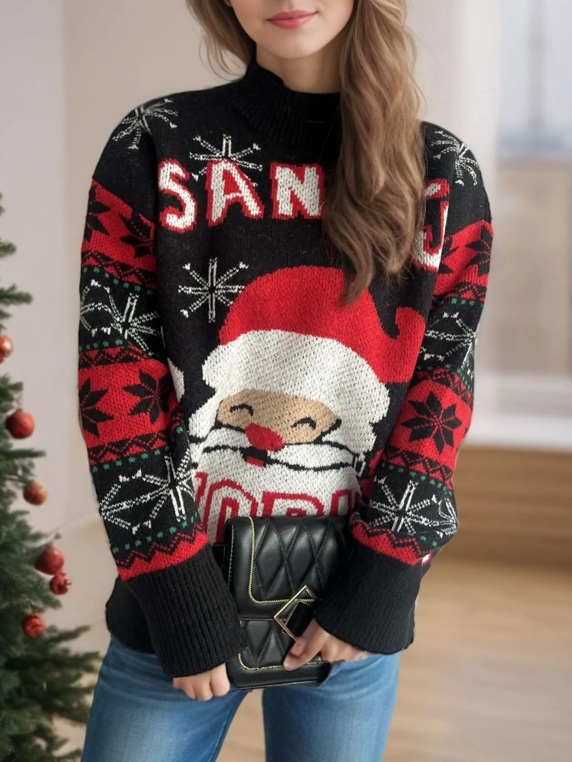 Santa Christmas Sweater Womens Fashion Holiday Clothing Ugly Christmas Sweater Unisex Sweatshirt KESLEY