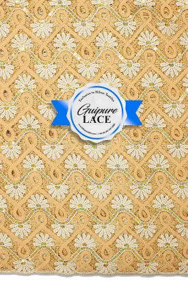 Sequence Guipure Lace - SGPL106 - Beige & Ivory