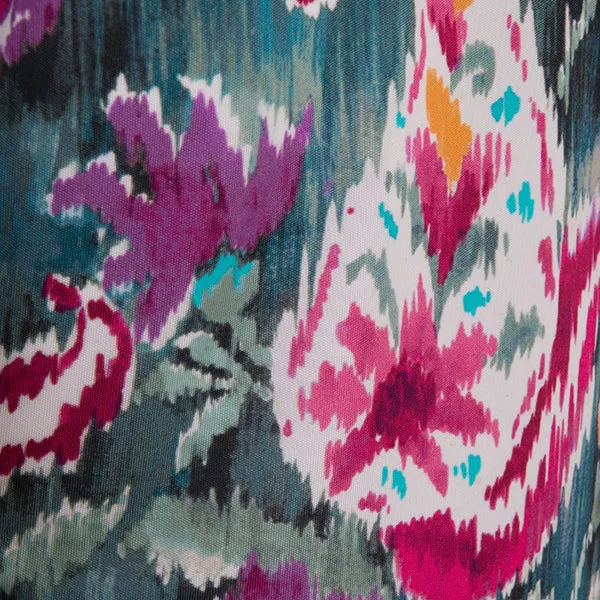 Shaped Knit Tee in Paisley Teal Ikat