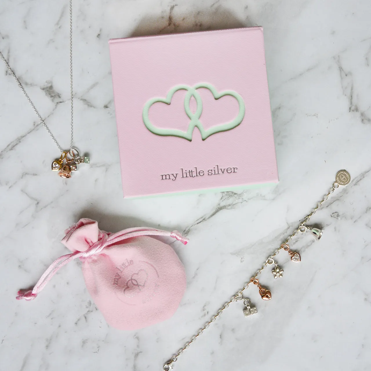 Silver and Pink Handbag Charm - Sterling Silver