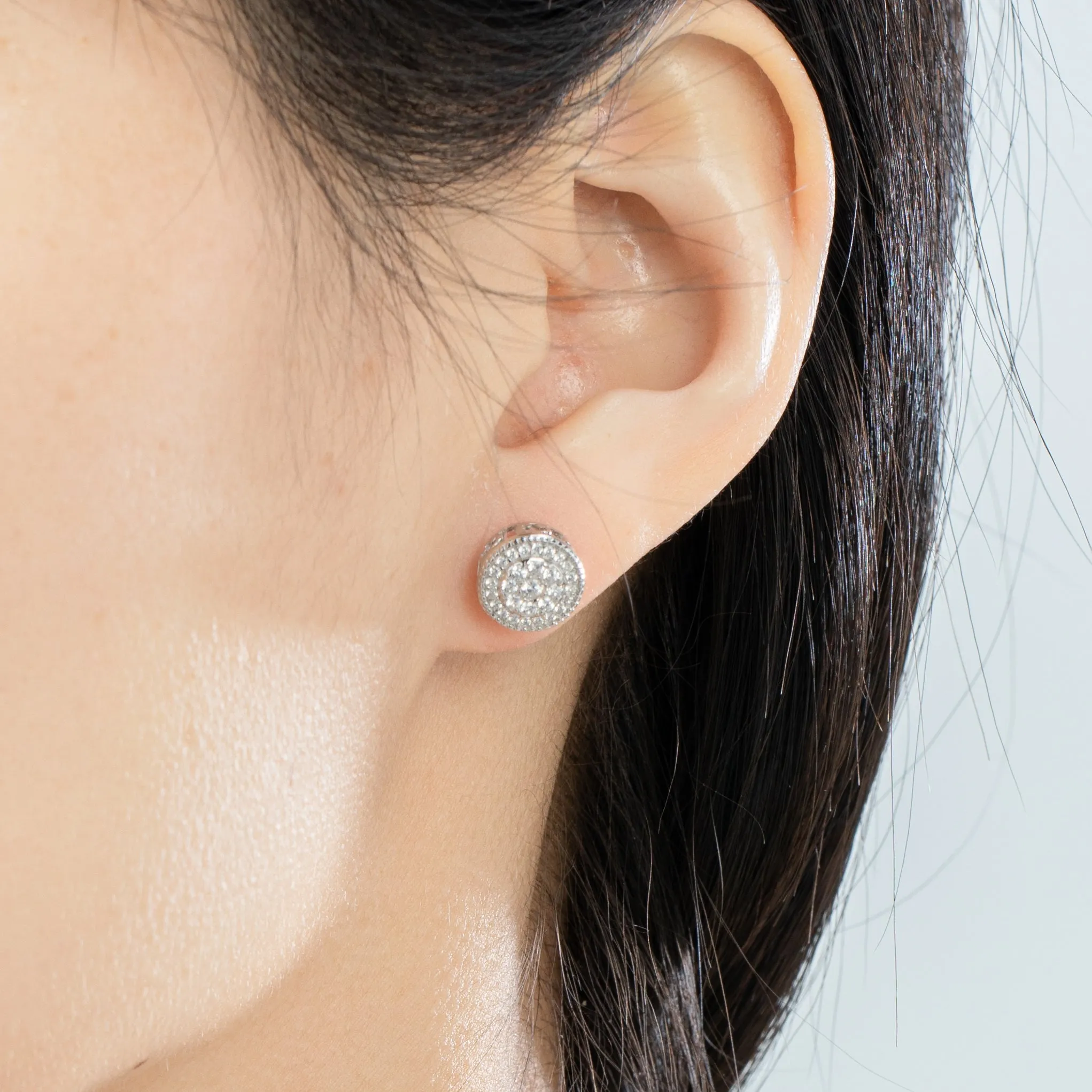Sparkling Halo Victorian Crystal Pave Stud Earrings