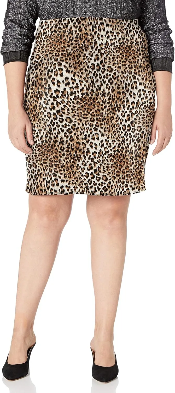 Star Vixen Women's Knee Length Classic Stretch Ponte Knit Pencil Skirt