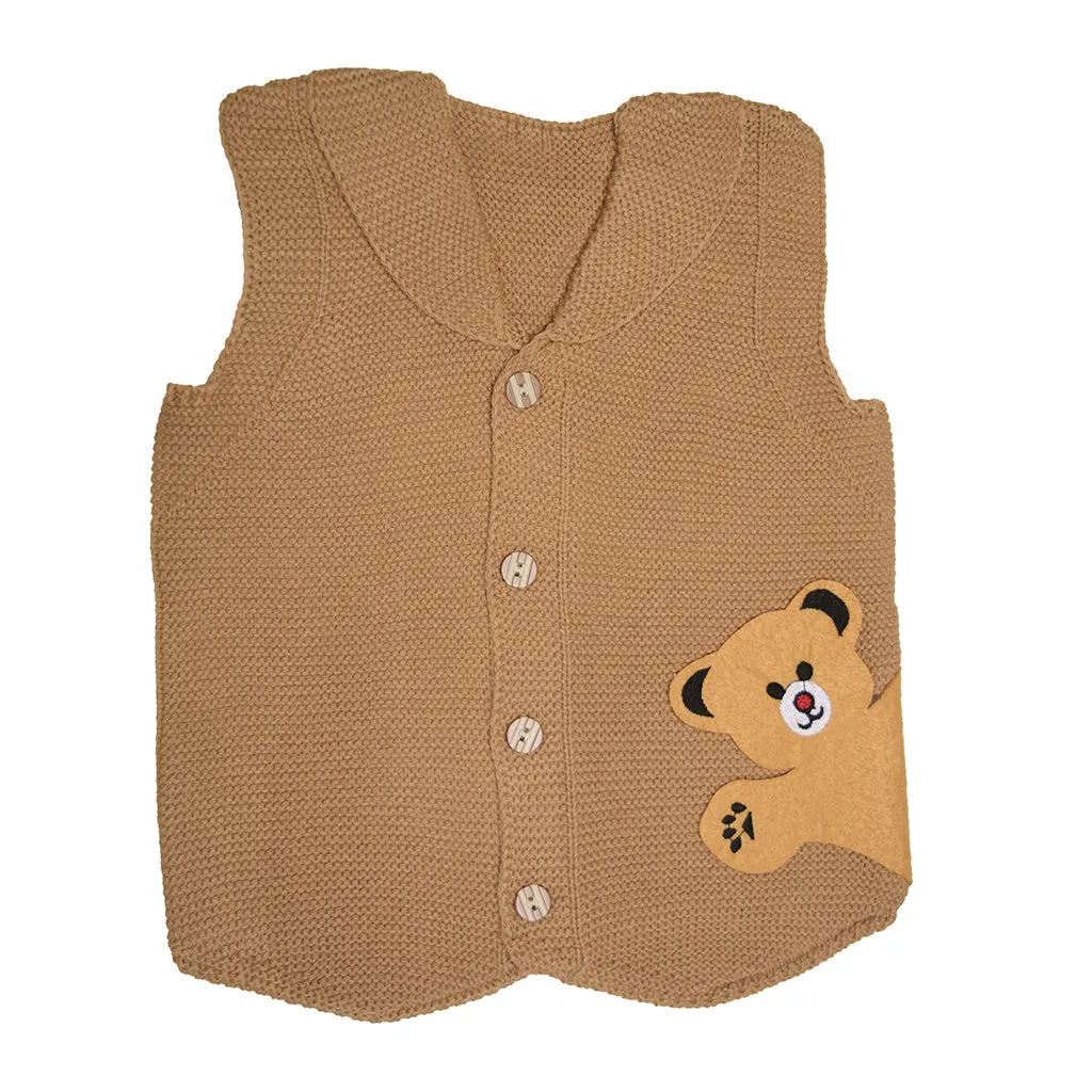Sweater Vest For Infants and Toddlers - Cute Bear Design Cardigan for Little Kids