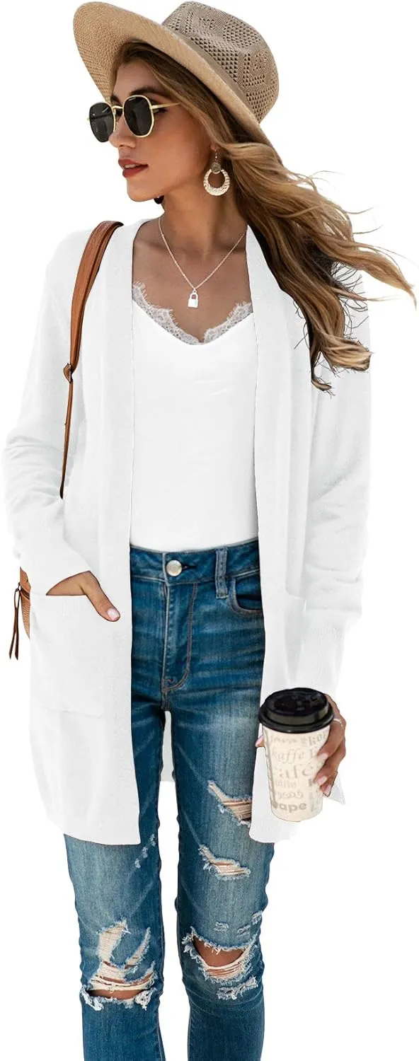 TASAMO Womens Color Block Striped Draped Kimono Cardigan Long Sleeve Open Front Casual Knit Sweaters Coat Soft Outwear