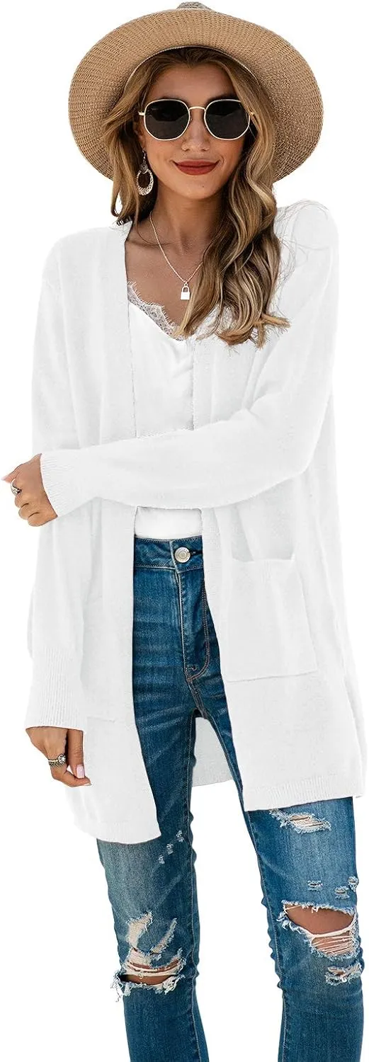 TASAMO Womens Color Block Striped Draped Kimono Cardigan Long Sleeve Open Front Casual Knit Sweaters Coat Soft Outwear