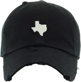 Texas Map Vintage Baseball Cap Embroidered Cotton Adjustable Distressed Dad Hat