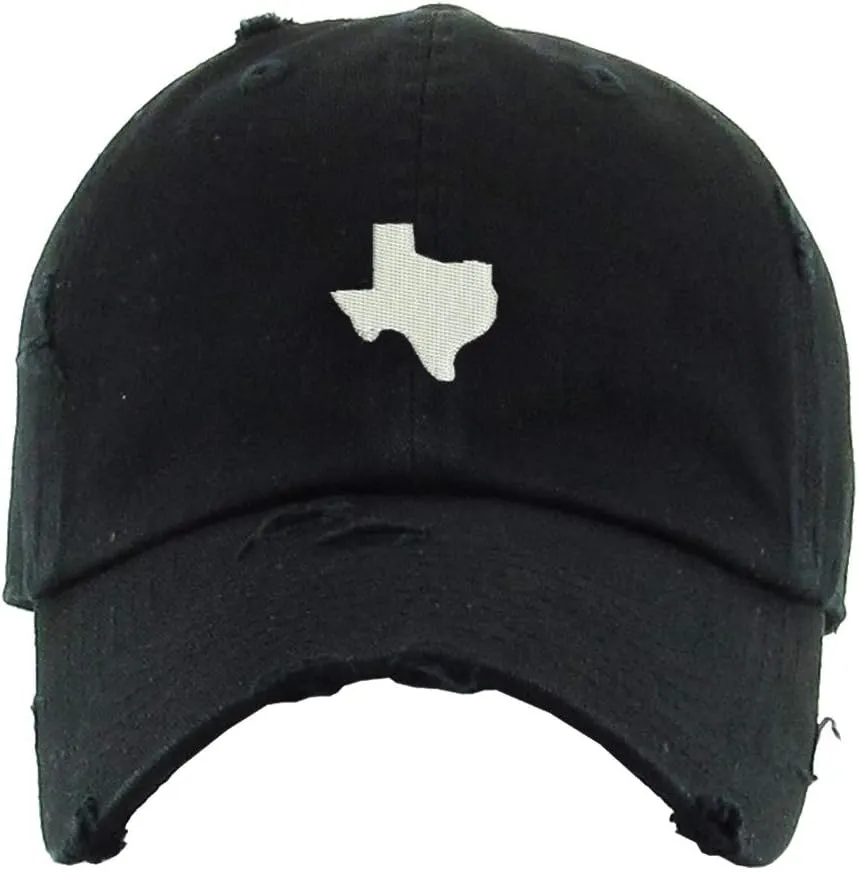 Texas Map Vintage Baseball Cap Embroidered Cotton Adjustable Distressed Dad Hat