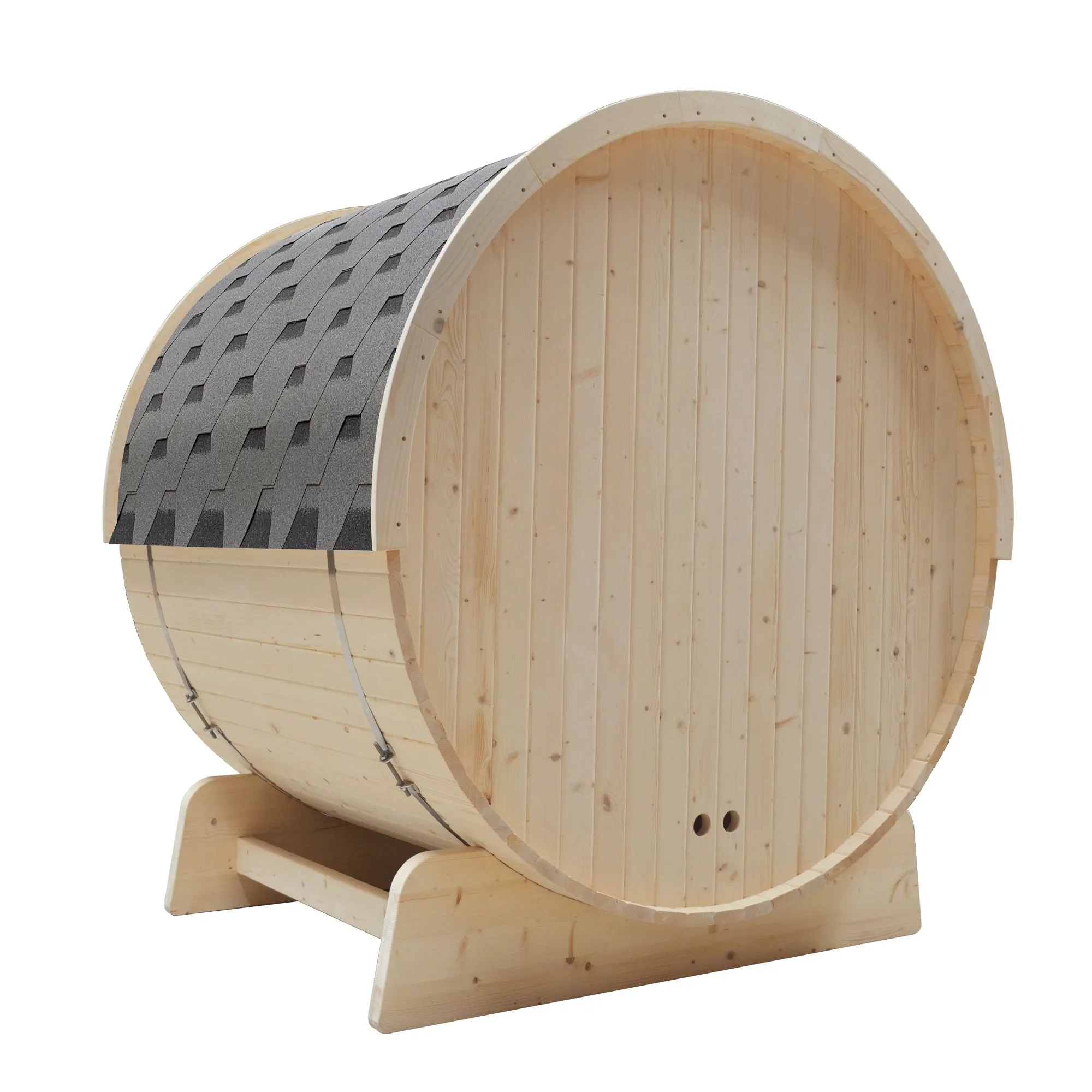 TMG LIVING Outdoor White Pine Barrel Sauna, Three Person, Tempered Glass Door, TMG-LSN41