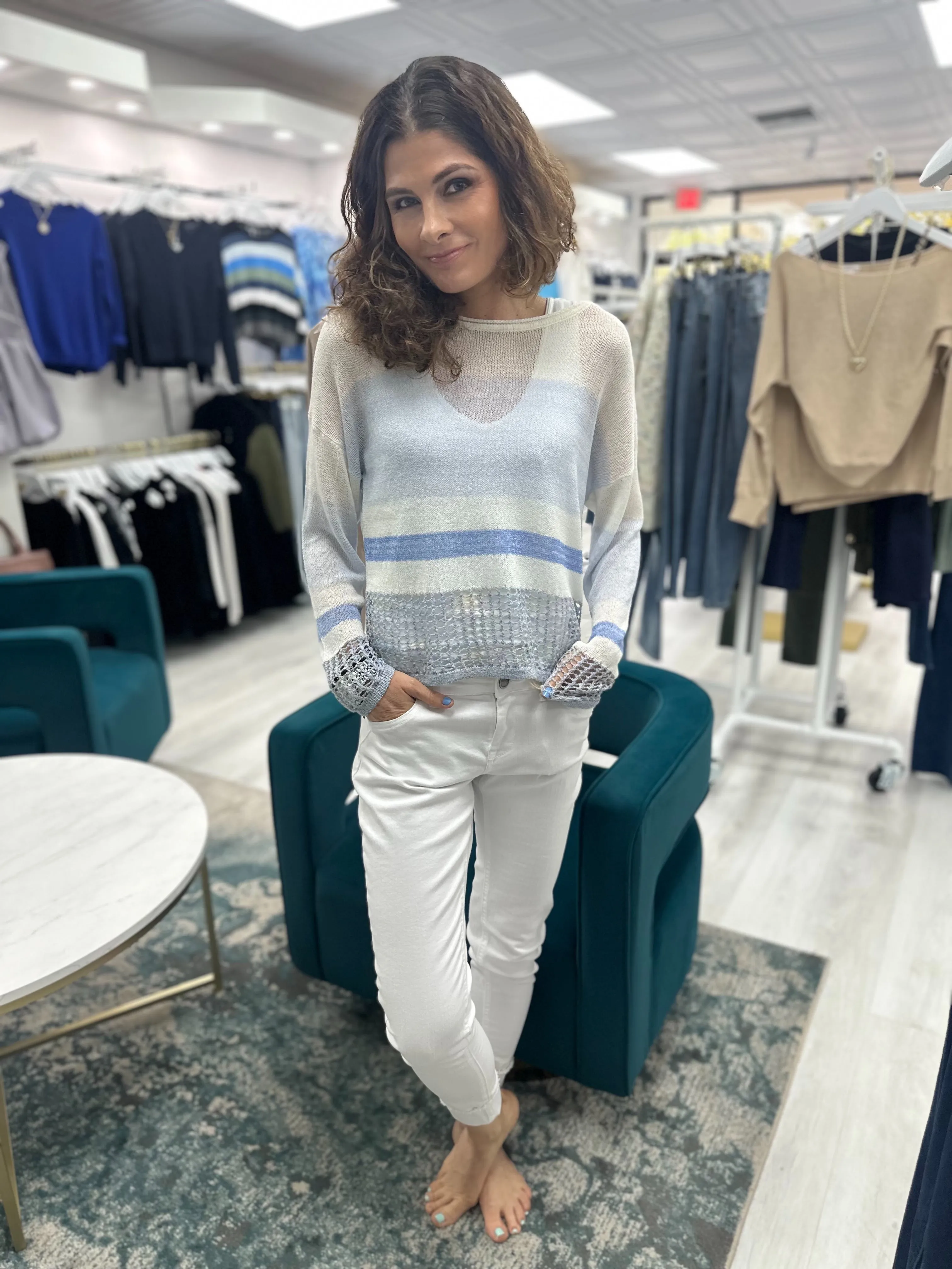 Tranquil Blue Feather Weight Sweater