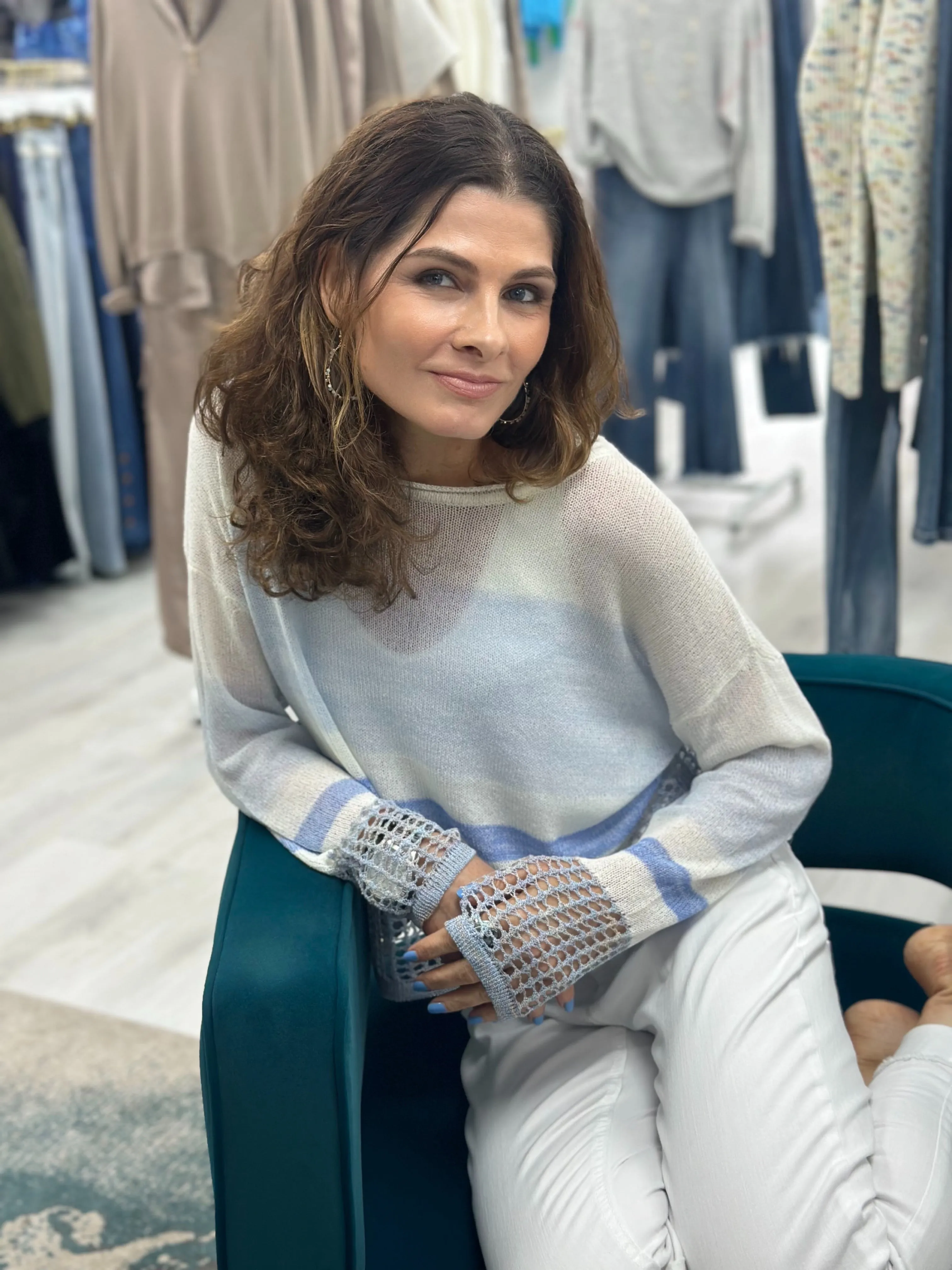 Tranquil Blue Feather Weight Sweater