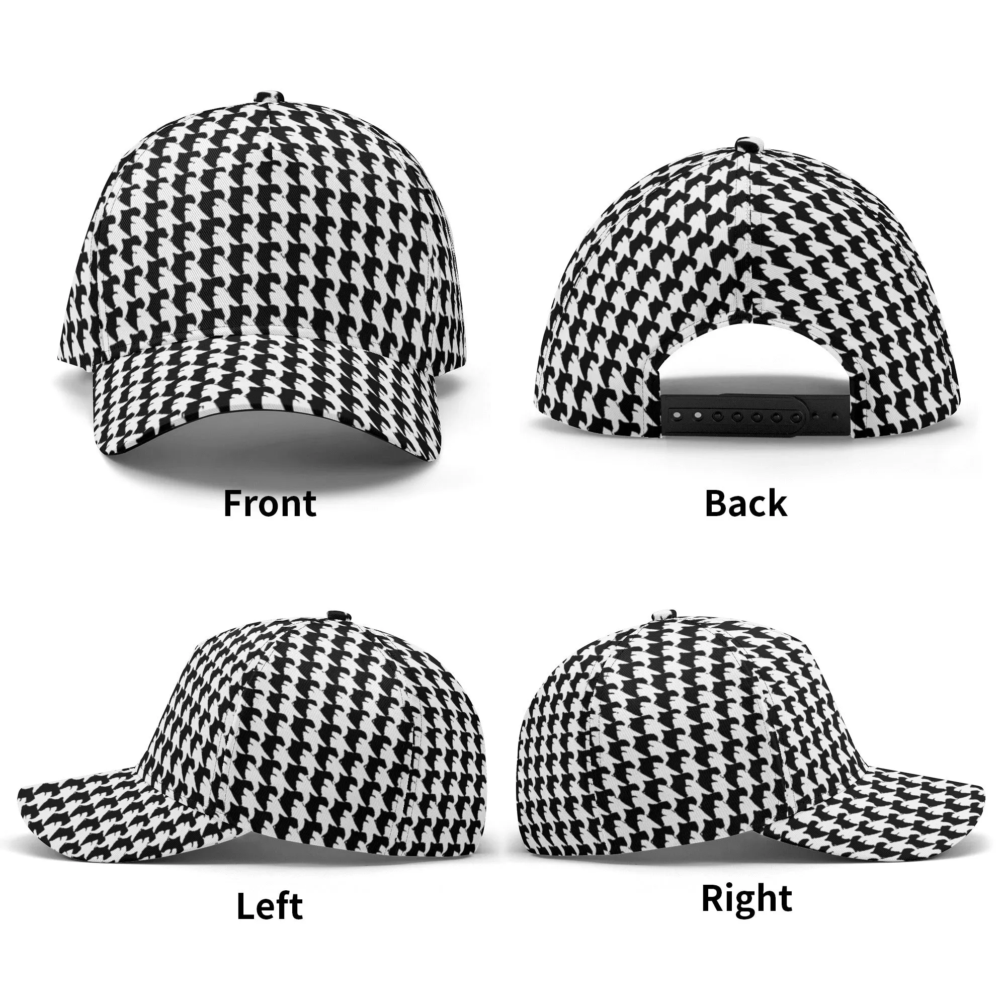 Vampire Art Dark Academia Black and White Houndstooth Vintage Windowpane Baseball Cap