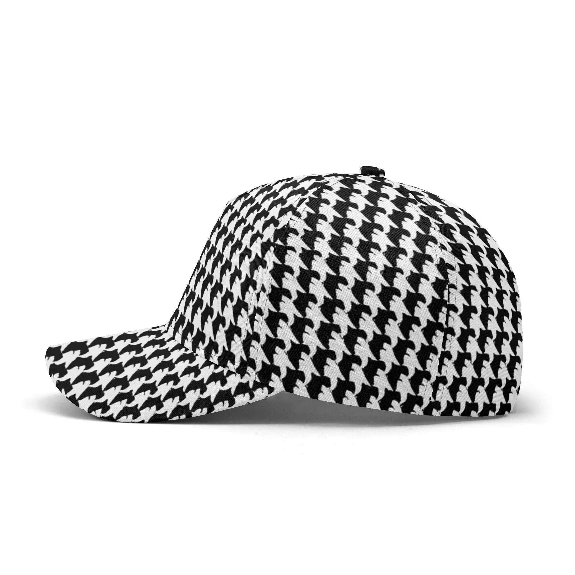 Vampire Art Dark Academia Black and White Houndstooth Vintage Windowpane Baseball Cap