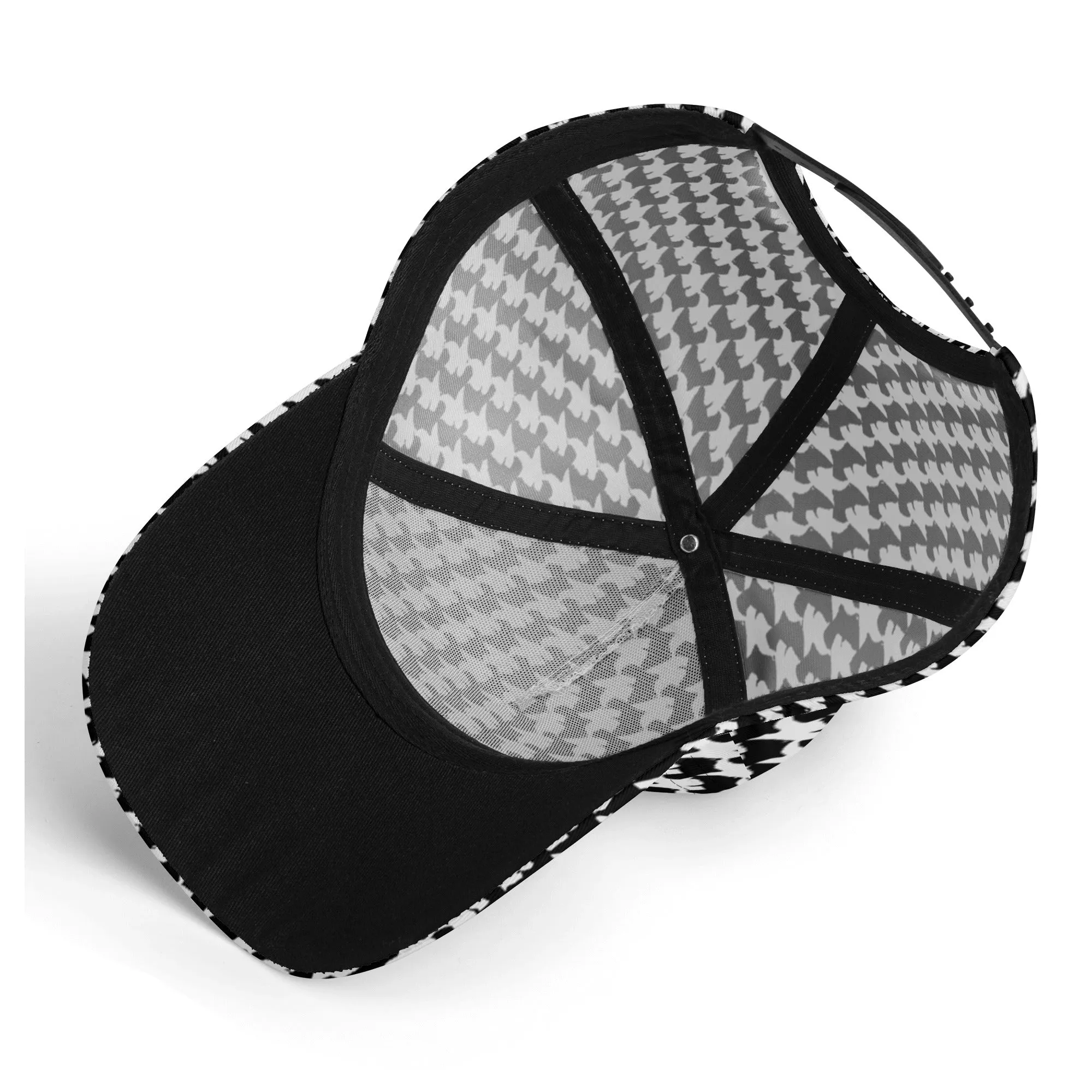 Vampire Art Dark Academia Black and White Houndstooth Vintage Windowpane Baseball Cap