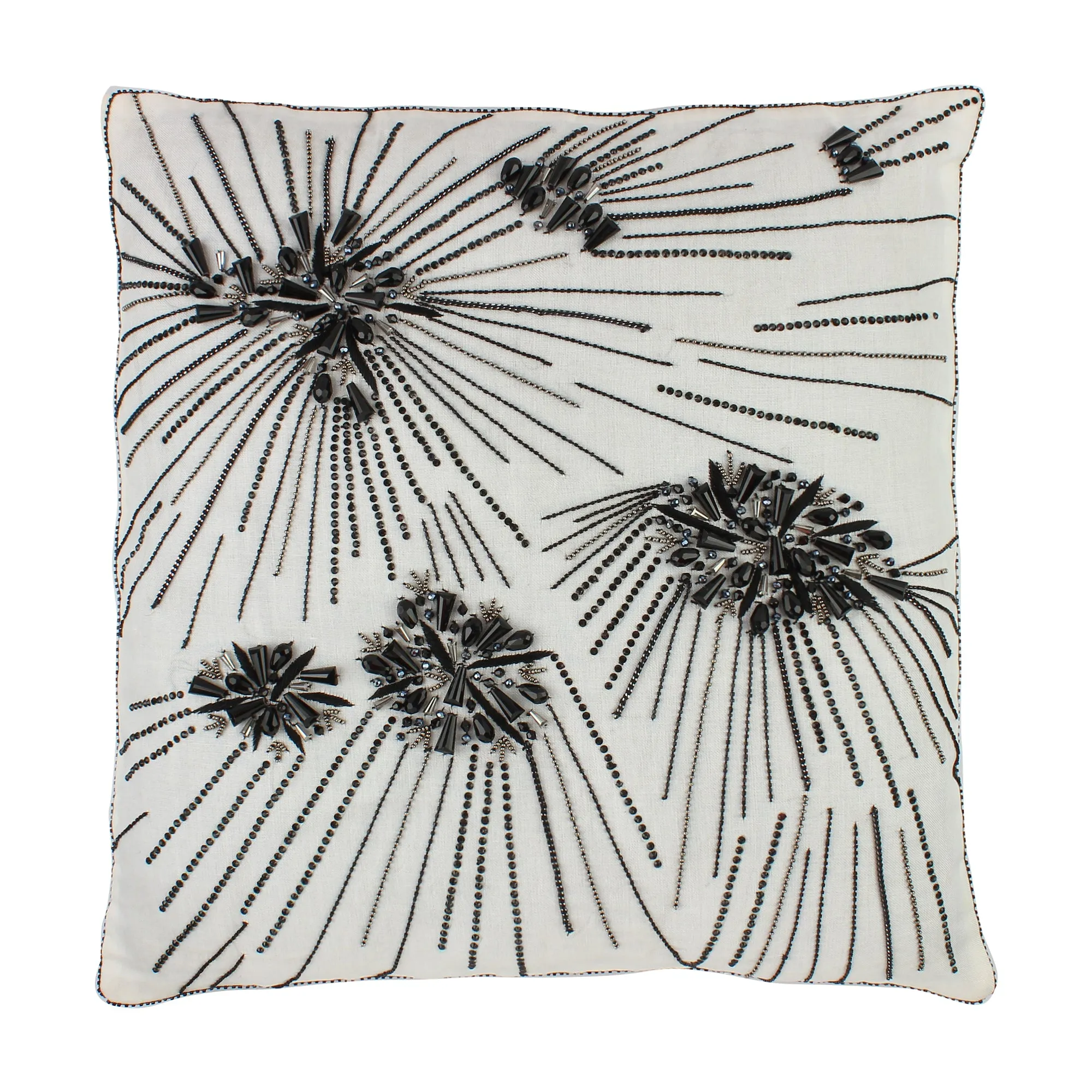 White Cushion Cover, Hand Embroidered , Designer Pillow Cover