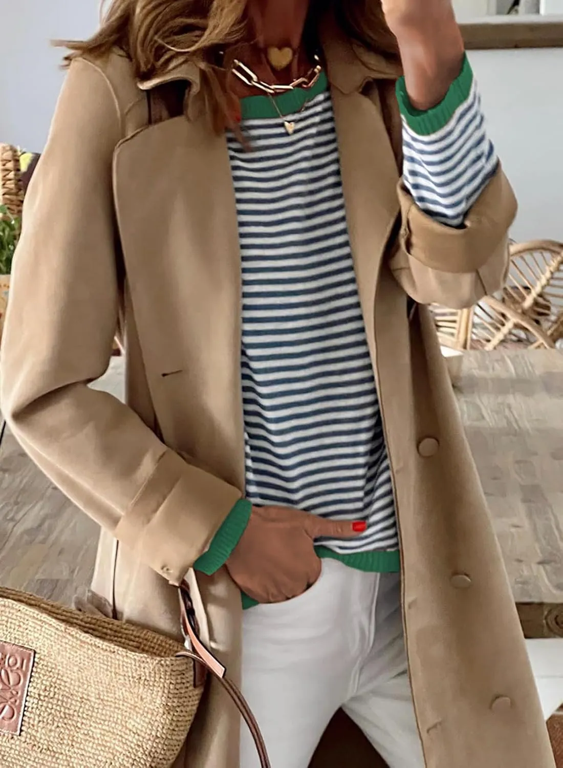 Womens Lightweight Cotton Sweaters Long Sleeve Crew Neck Color Block Striped Casual Knitted Pullover Tops