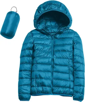 Womens Warm Lightweight Puffer Jackets Fashion Solid Color Waterproof Quilted Coats White Duck Down Casual Outerwears