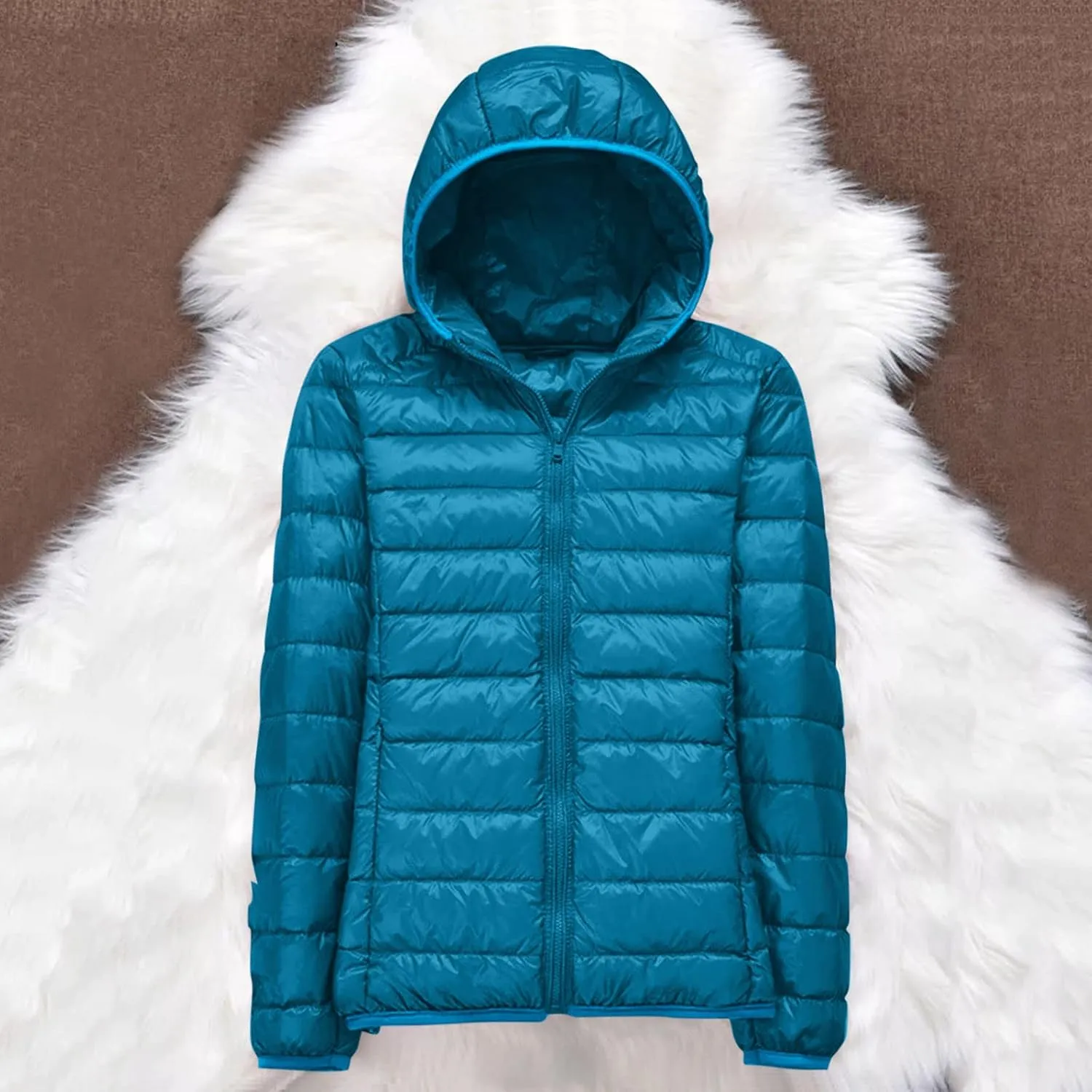 Womens Warm Lightweight Puffer Jackets Fashion Solid Color Waterproof Quilted Coats White Duck Down Casual Outerwears
