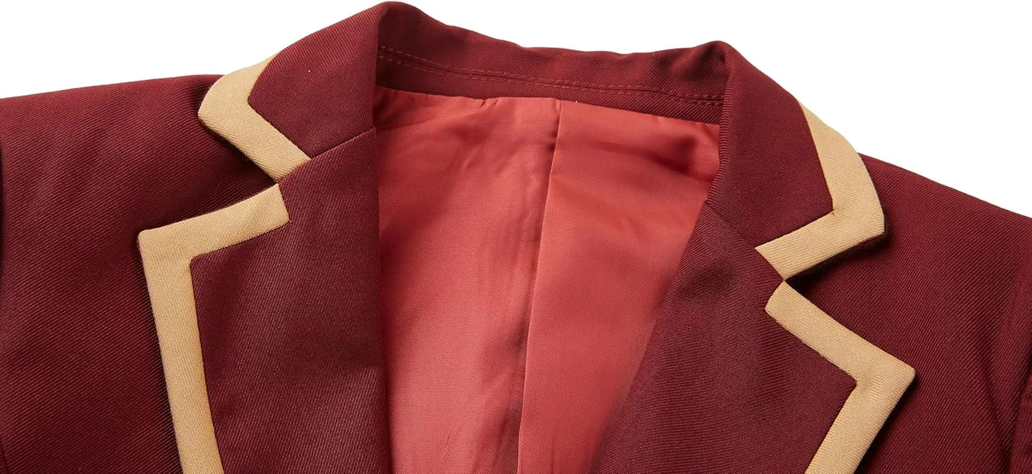 Youths' Preppy School Uniform Blazer, Burgundy with Gold Trim, 2-Button